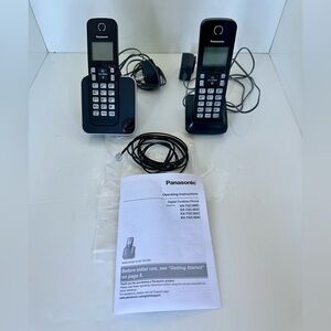 Panasonic Black Wireless Digital Phone with Charging Base 2pcs